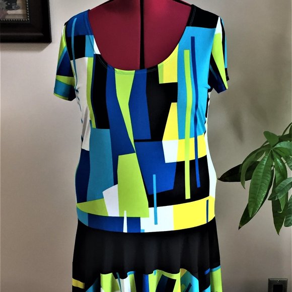 LACE Abstract Print Dress/Size XL - Picture 1 of 7